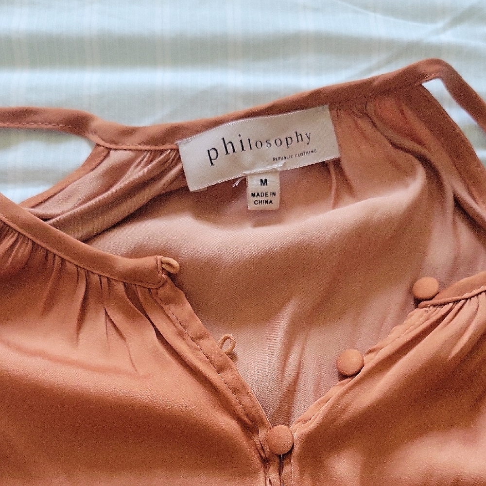 Philosophy Button-Down Top in Rust